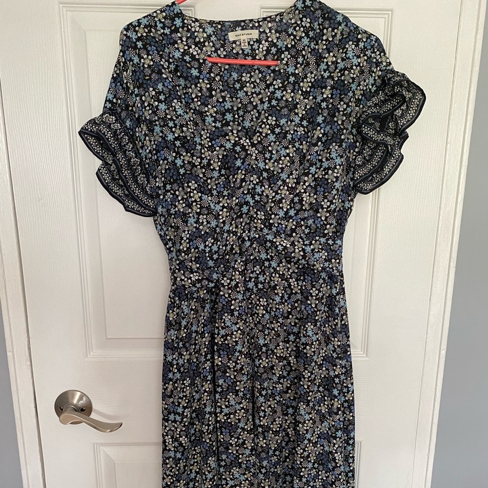 Blue patterned maxi dress